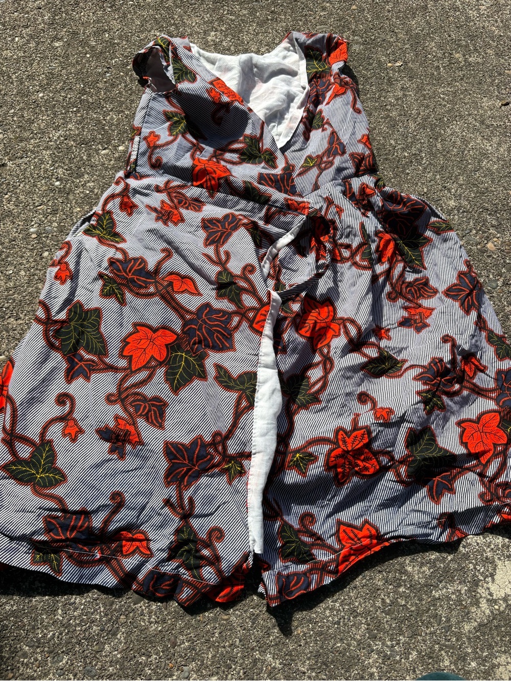 Wrap-Front Midi Dress in Red Floral